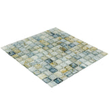 Elida Ceramica Lagoon Blue Glossy Glass Uniform Squares Mosaic Wall Tile - Super Arbor
