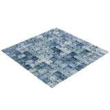 Elida Ceramica Lagoon Blue Glossy Glass Uniform Squares Mosaic Wall Tile - Super Arbor