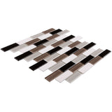 Elida Ceramica Florence 12-in x 12-in Glossy Glass/Stone Marble Linear Mosaic Wall Tile - Super Arbor