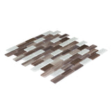 Elida Ceramica Carmel 12-in x 12-in Glossy Glass/Stone Travertine Brick Mosaic Wall Tile - Super Arbor