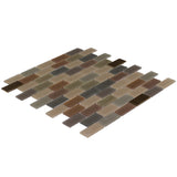Elida Ceramica Carmel 12-in x 12-in Glossy Glass/Stone Travertine Brick Mosaic Wall Tile - Super Arbor
