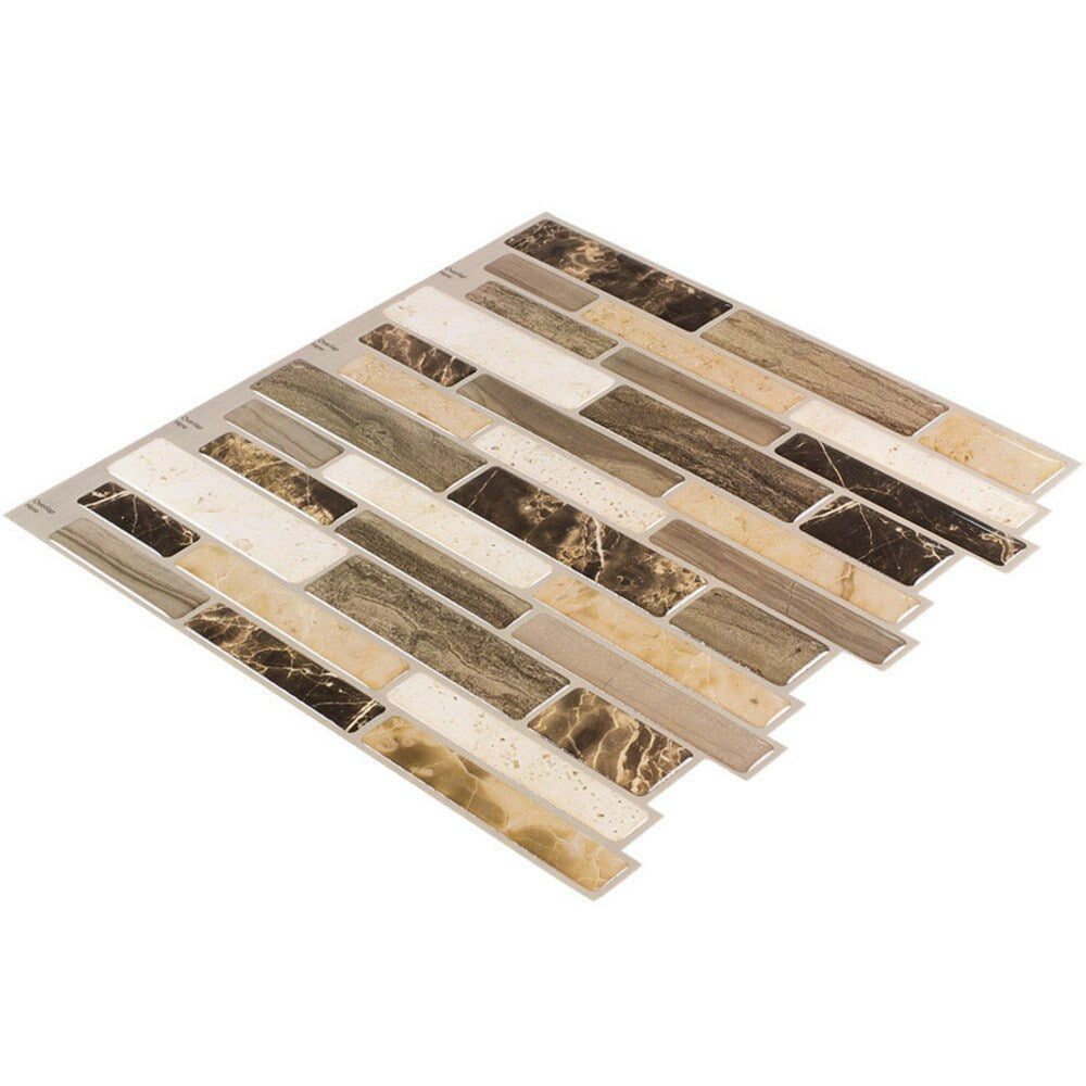 Peel&Stick Mosaics Peel and Stick Mosaics Grey Mist 10-in x 10-in Glossy Composite Linear Mosaic Peel & Stick Tile