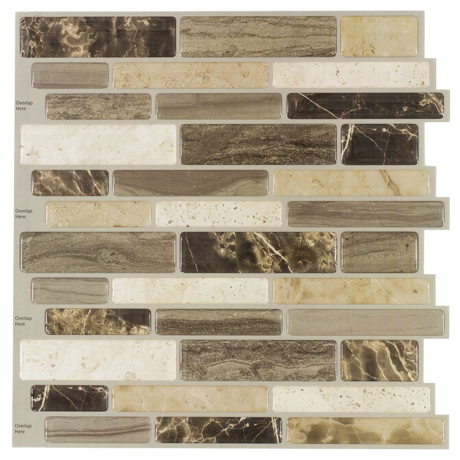 Peel&Stick Mosaics Verona Beige 10-in x 10-in Glossy Composite Linear Mosaic Peel & Stick Tile
