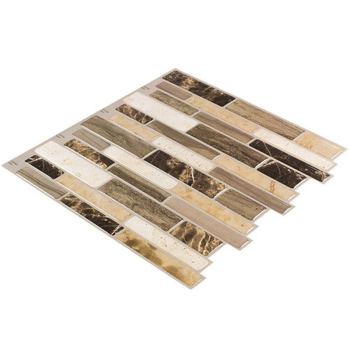Peel&Stick Mosaics Verona Beige 10-in x 10-in Glossy Composite Linear Mosaic Peel & Stick Tile