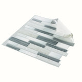 Peel&Stick Mosaics Peel and Stick Mosaics Grey Mist 10-in x 10-in Glossy Composite Linear Mosaic Peel & Stick Tile
