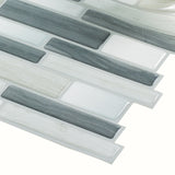 Peel&Stick Mosaics Peel and Stick Mosaics Grey Mist 10-in x 10-in Glossy Composite Linear Mosaic Peel & Stick Tile