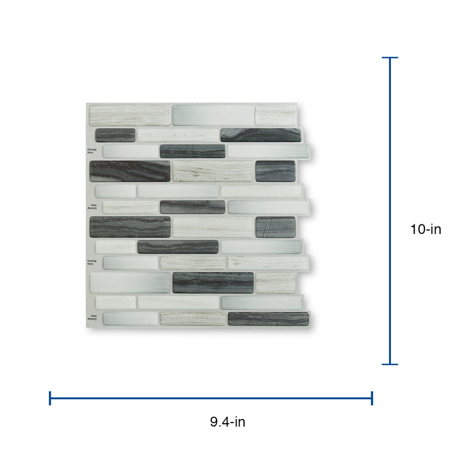 Peel&Stick Mosaics Verona Beige 10-in x 10-in Glossy Composite Linear Mosaic Peel & Stick Tile