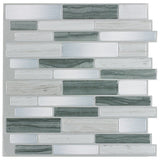 Peel&Stick Mosaics Peel and Stick Mosaics Grey Mist 10-in x 10-in Glossy Composite Linear Mosaic Peel & Stick Tile