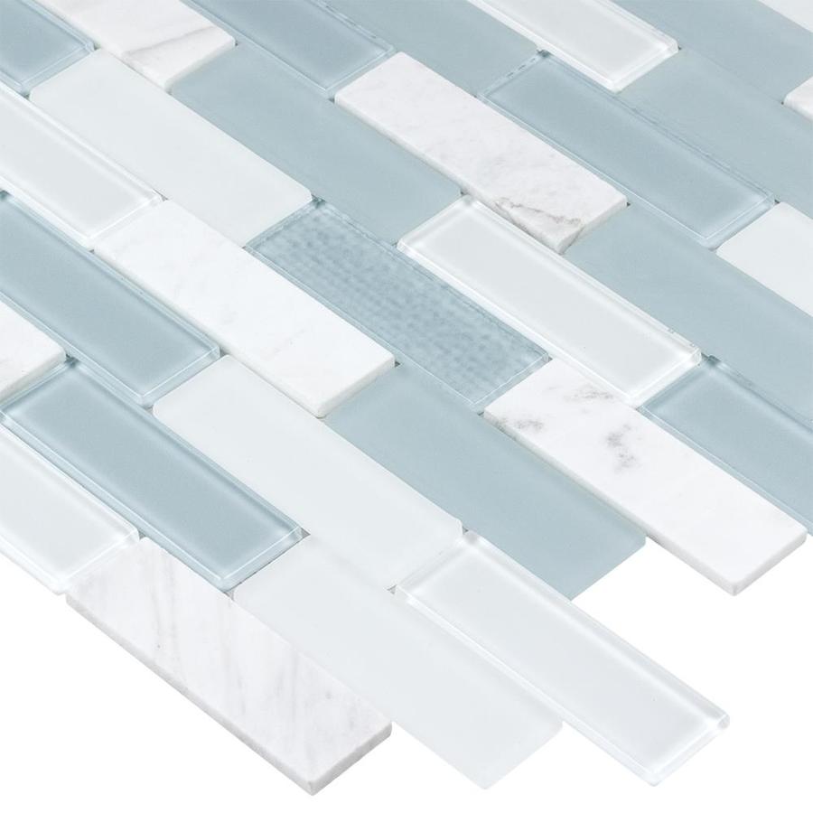 Elida Ceramica Highlight Linear Blend 12-in x 12-in Glossy Glass/Stone Mosaic Wall Tile - Super Arbor