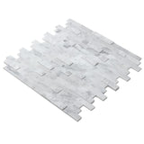 Peel&Stick Mosaics Peel and Stick Stacked Carrara 10-in x 10-in Multi-Finish Natural Stone Travertine Linear Mosaic Peel & Stick Tile