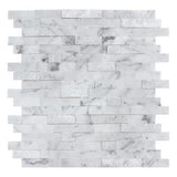 Peel&Stick Mosaics Peel and Stick Stacked Carrara 10-in x 10-in Multi-Finish Natural Stone Travertine Linear Mosaic Peel & Stick Tile