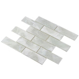 Elida Ceramica Blue 12-in x 12-in Glossy Glass Brick Mosaic Wall Tile - Super Arbor