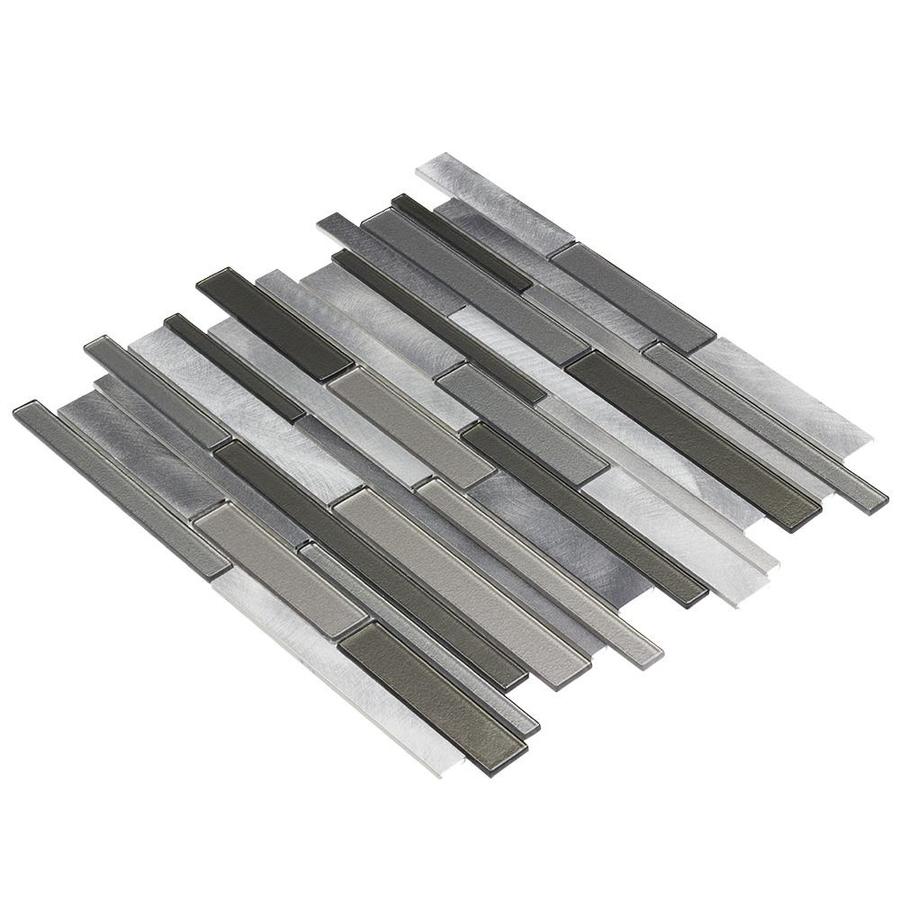 Elida Ceramica Coquina Ridge 12-in x 12-in Multi-Finish Glass/Metal Linear Mosaic Wall Tile - Super Arbor
