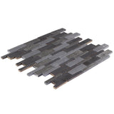 Elida Ceramica Natural Mountain 12-in x 12-in Crackled Ceramic/Stone Slate Linear Mosaic Wall Tile
