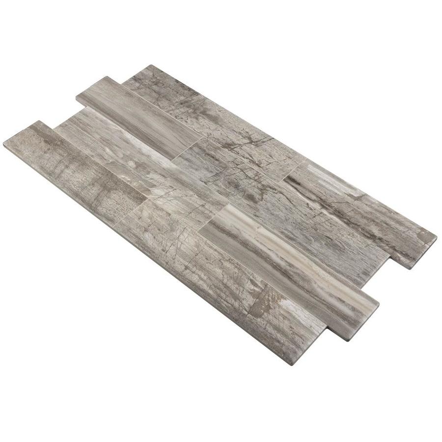 Elida Ceramica Ledgewood Stone 12-in x 24-in Glazed Porcelain Linear Wood Look Wall Tile