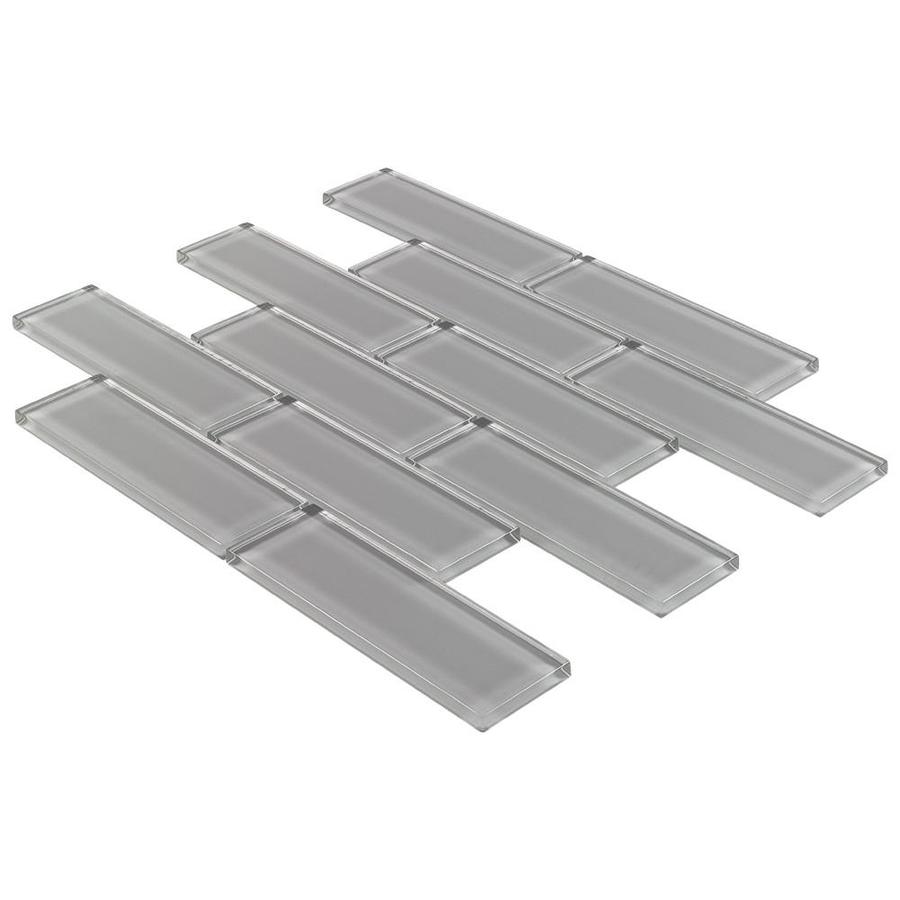 Elida Ceramica 2x6 Beige Mos Glass 12-in x 12-in Glossy Glass Brick Mosaic Wall Tile - Super Arbor