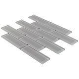 Elida Ceramica 2x6 Beige Mos Glass 12-in x 12-in Glossy Glass Brick Mosaic Wall Tile - Super Arbor