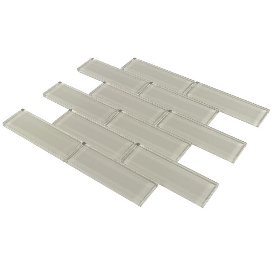 Elida Ceramica Gray 12-in x 12-in Glossy Glass Brick Subway Wall Tile - Super Arbor