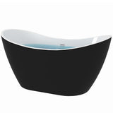 59 in. Acrylic Flat Bottom Stand Alon Flatbottom Freestanding Bathtub in Black - Super Arbor