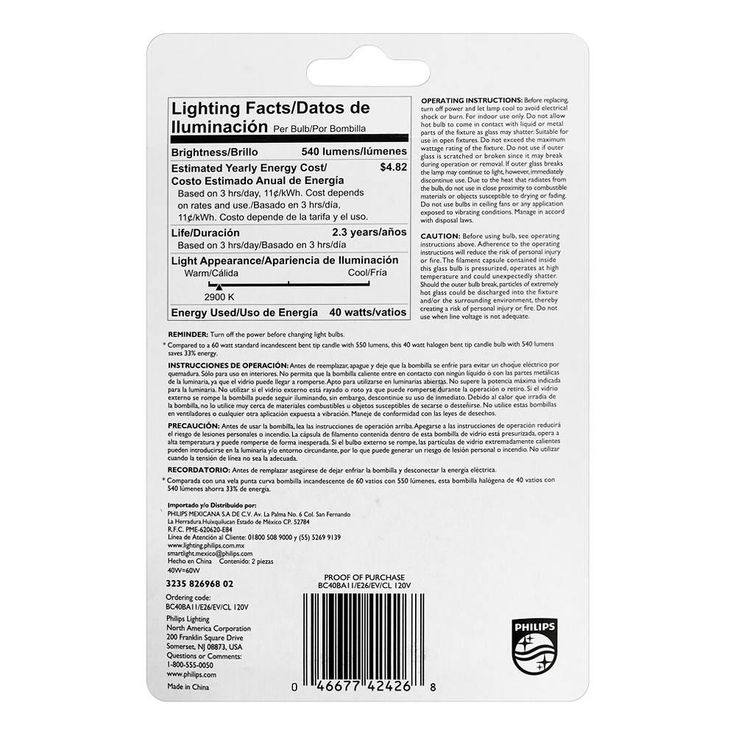 Philips 40-Watt Equivalent BA11 Halogen Bent Tip Candle Light Bulb (2-Pack)