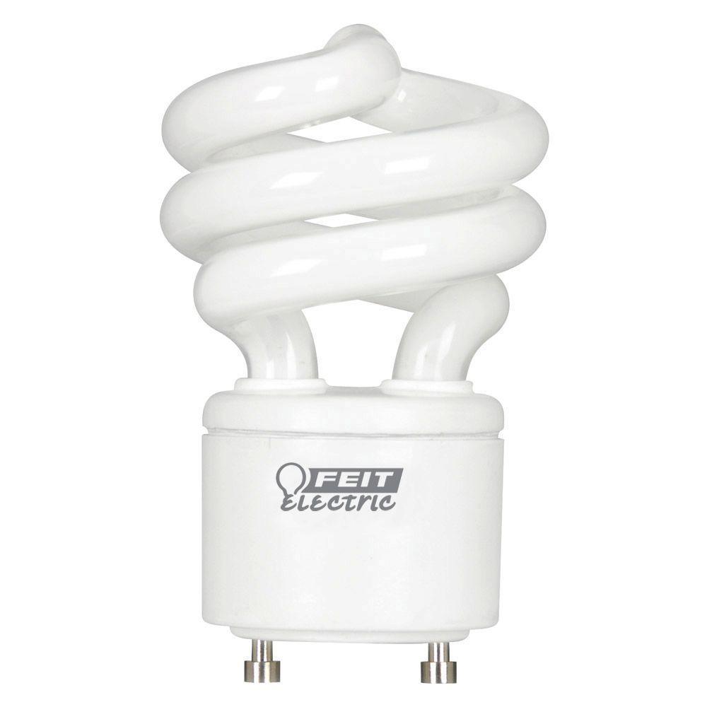 60-Watt Equivalent T3 Spiral Non-Dimmable GU24 Base Compact Fluorescent CFL Light Bulb, Daylight 5000K (2-Pack) - Super Arbor