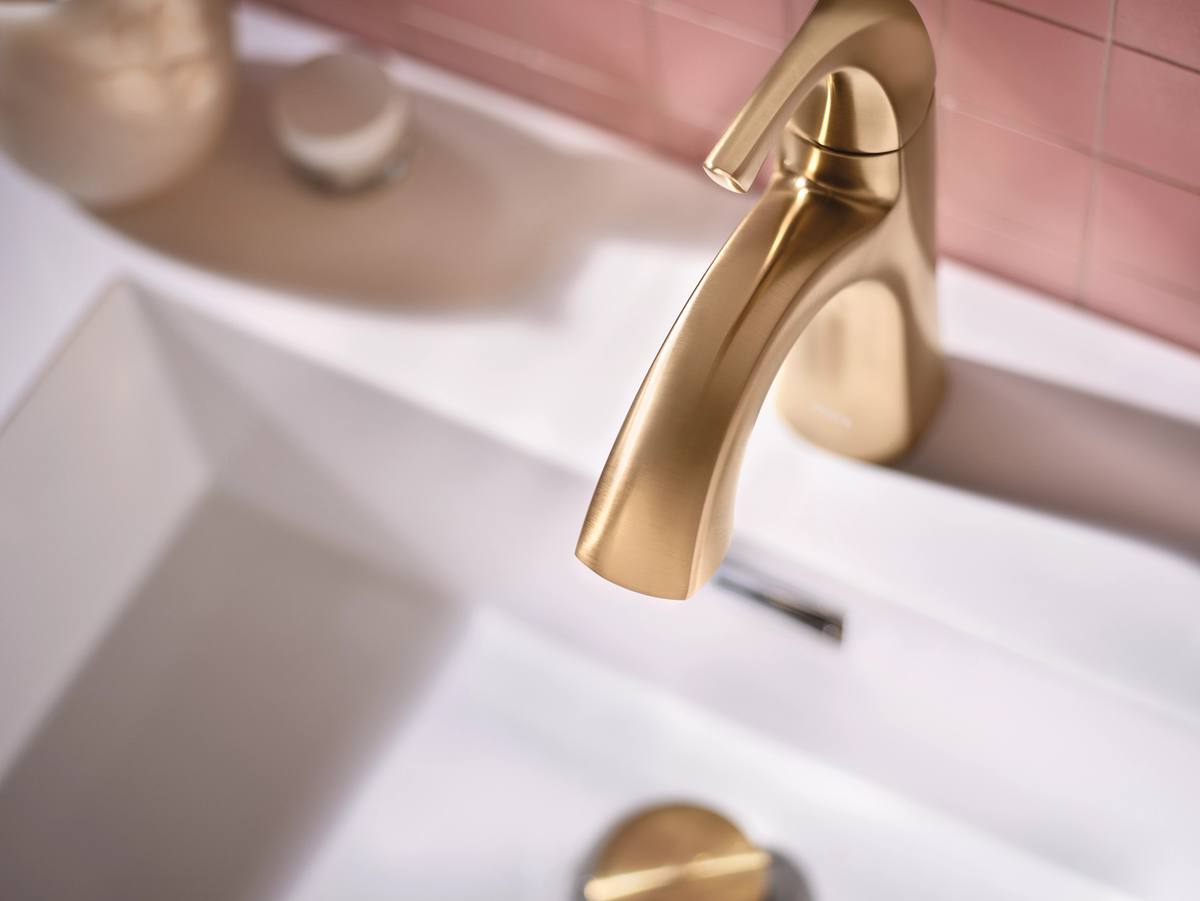Moen Lindor Spot Resist Brushed Nickel 1-Handle Single-Hole/4-in Centerset WaterSense Bathroom Sink Faucet