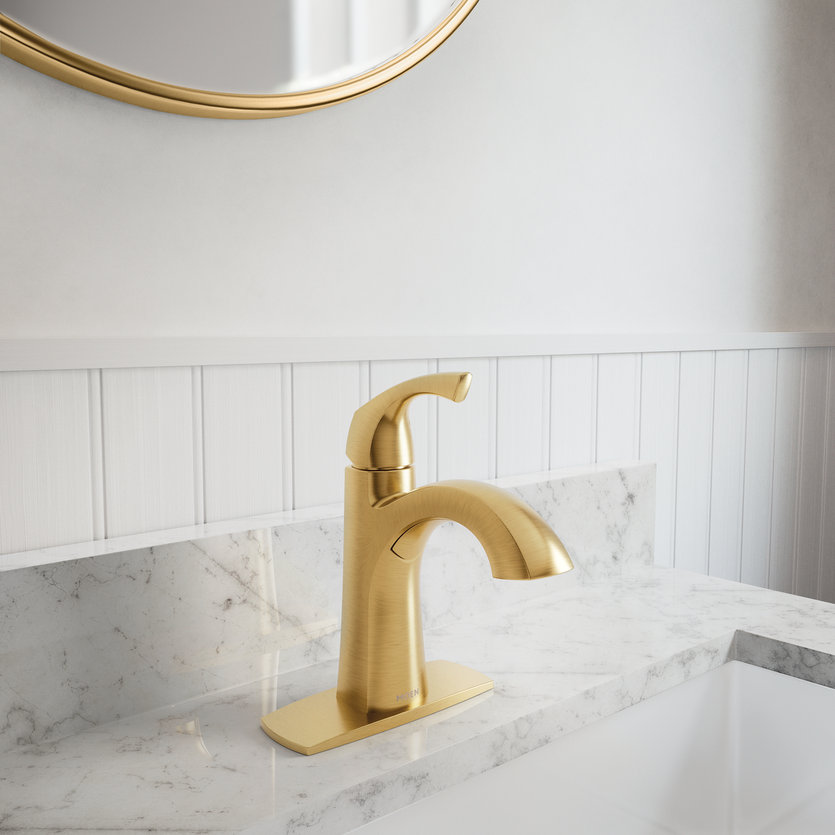 Moen Lindor Spot Resist Brushed Nickel 1-Handle Single-Hole/4-in Centerset WaterSense Bathroom Sink Faucet