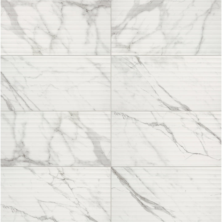 Stainmaster Calacatta Silver 12-in x 24-in Satin Ceramic Fluted Wall Tile product image