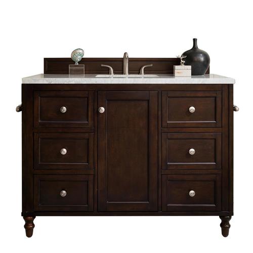 James Martin Vanities Copper Cove Encore 30-in Burnished Mahogany Single Sink Bathroom Vanity with Carrara White Marble Top - Super Arbor