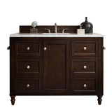 James Martin Vanities Copper Cove Encore 30-in Burnished Mahogany Single Sink Bathroom Vanity with Carrara White Marble Top - Super Arbor