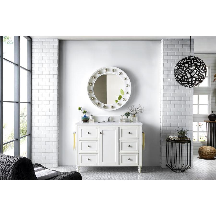 James Martin Vanities Copper Cove Encore 30-in Burnished Mahogany Single Sink Bathroom Vanity with Carrara White Marble Top - Super Arbor