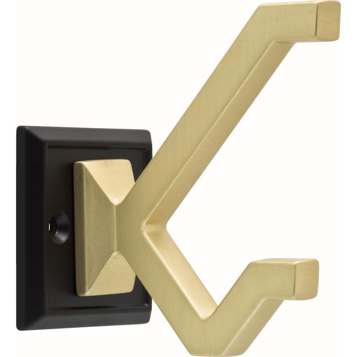 2-1/5 in. Matte Black and Brushed Brass Modern Deco Wall Hook