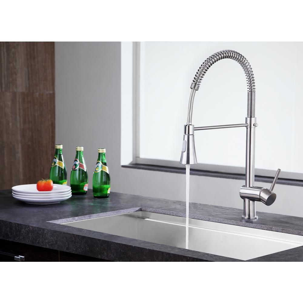 Carriage Single Handle Standard Kitchen Faucet in Brushed Nickel - Super Arbor