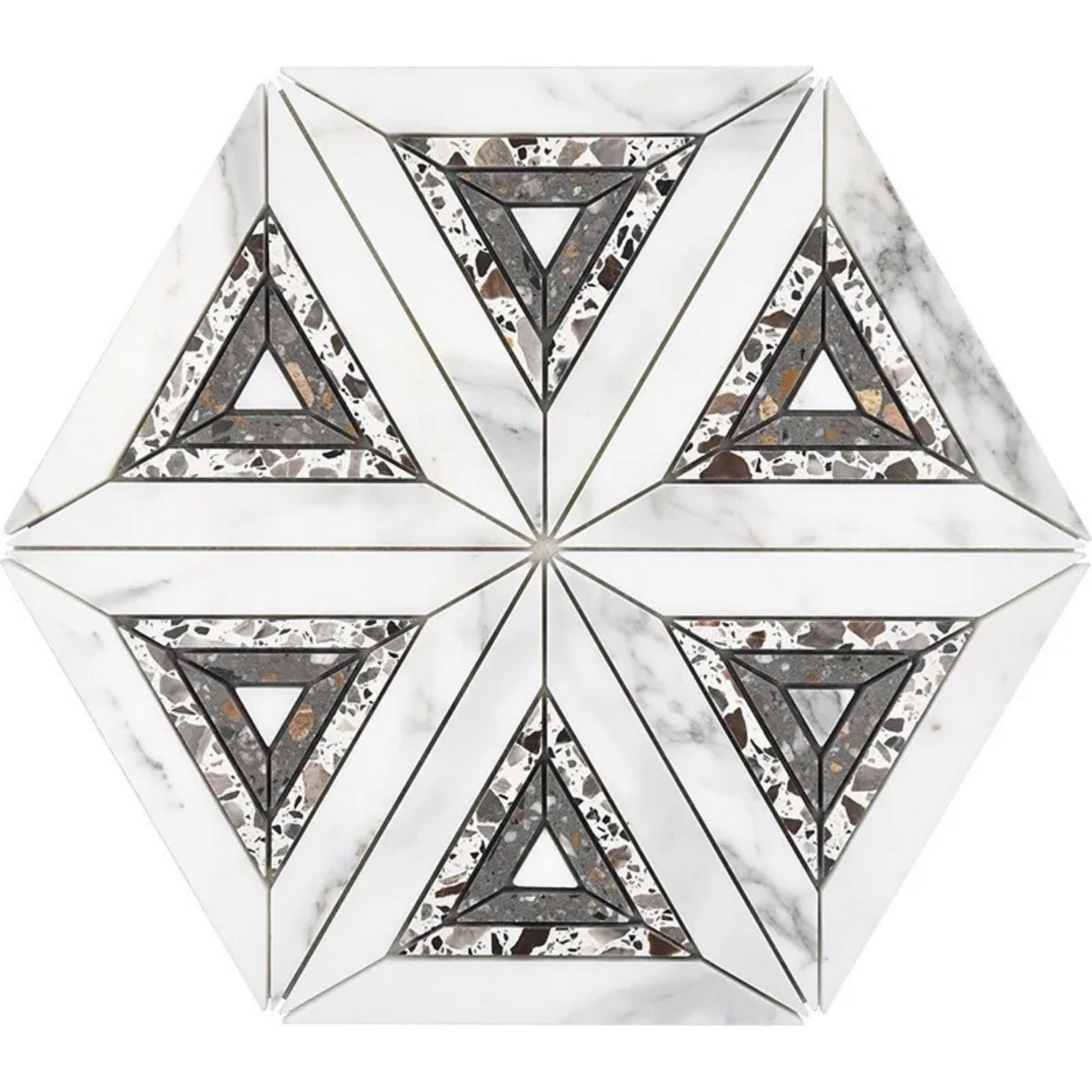 Apollo Tile Stellare White, Gray 9-in x 10-in Multi-finish Natural stone Marble Hexagon Mosaic Floor and Wall Tile product image