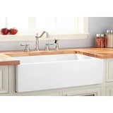 Farmhouse Apron Front Fireclay 36 in. x 18 in. x 10 in. Plain Single Bowl Kitchen Sink with Center Drain in White