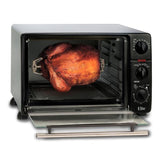 Elite Unit, bake pan, rack, rotisserie skewer 6-Slice Black Toaster Oven with Rotisserie (1500-Watt)