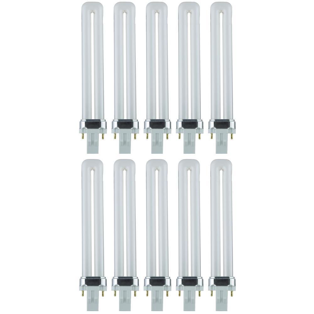 60-Watt Equivalent Twin Tube PL U-Shaped GX23 Base CFL Light Bulb in Cool White, 4100K (10-Pack) - Super Arbor