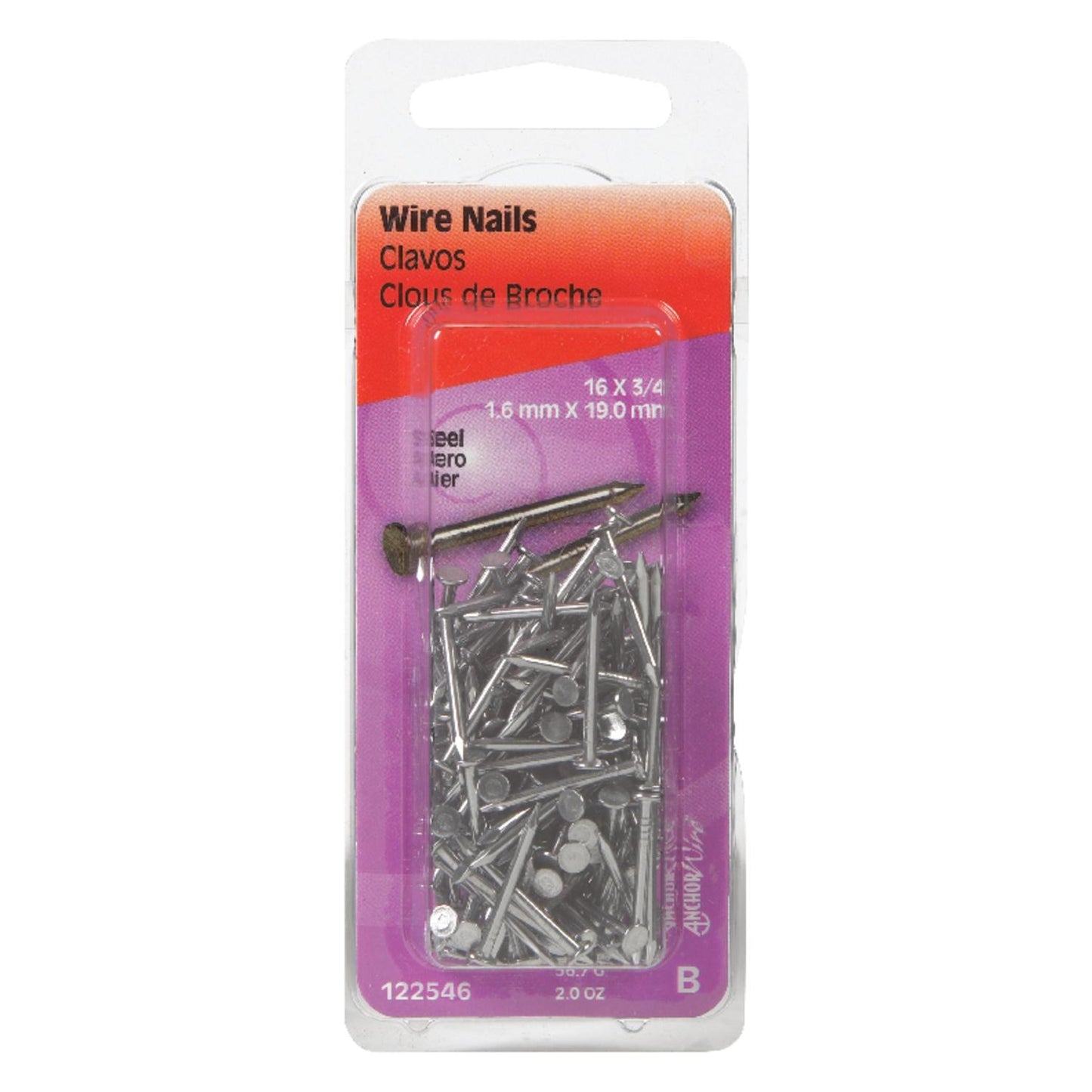 Hillman Anchor Wire 3/4 in Wire Nails, Bright Steel, Flat Head (16 Gauge)