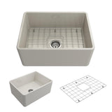 Classico Farmhouse Apron Front Fireclay 30 in. Single Bowl Kitchen Sink with Bottom Grid and Strainer in White - Super Arbor