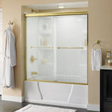 Crestfield 60 in. x 58-1/8 in. Semi-Frameless Traditional Sliding Bathtub Door in Bronze with Transition Glass - Super Arbor