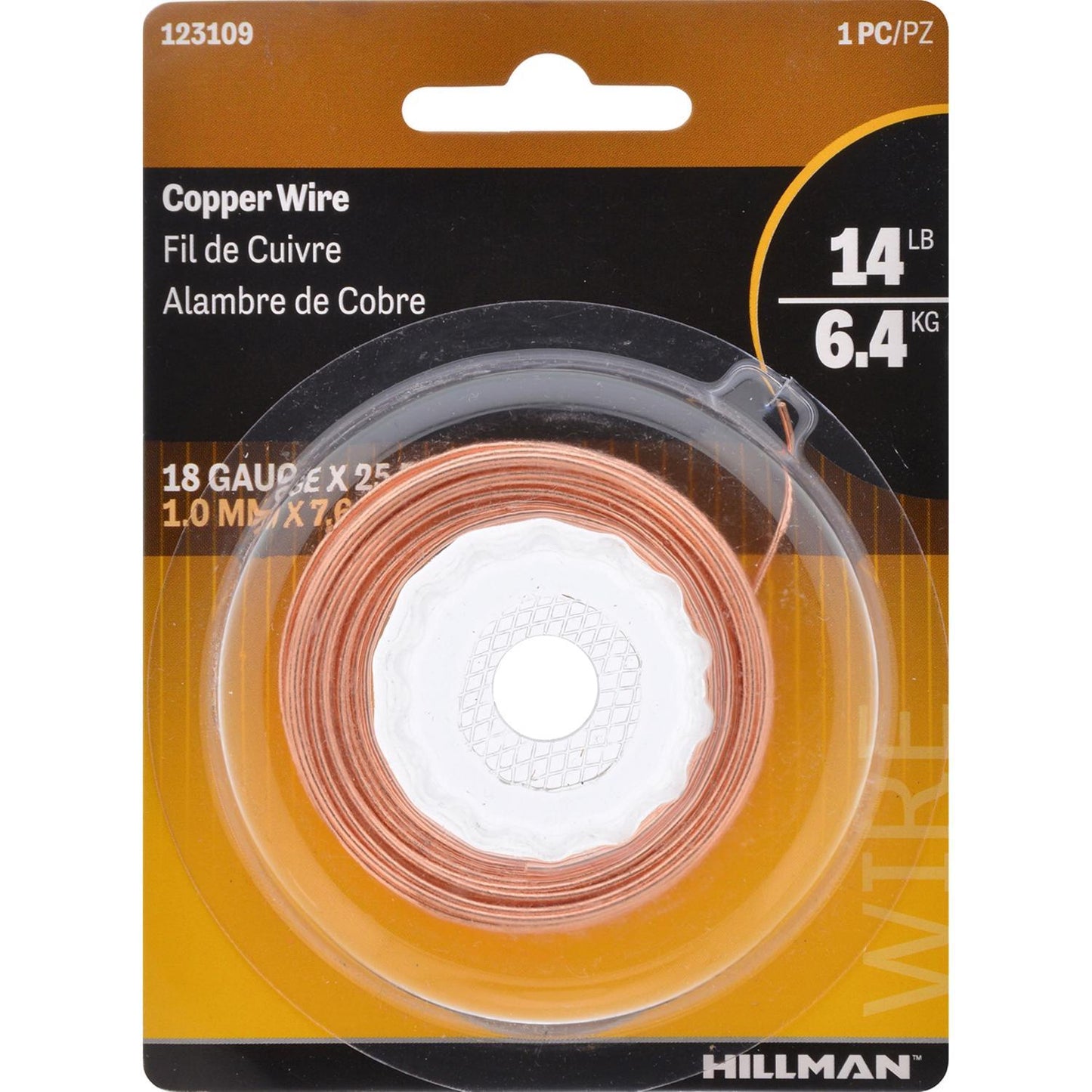 Hillman 25 ft Copper Wire, 18 Gauge (Solid) – 14 lb Capacity