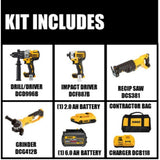 20-Volt MAX Lithium-Ion Cordless Brushless Combo Kit (2-Tool) w/FLEXVOLT and 20V Batteries, Bonus Grinder and Recip Saw - Super Arbor