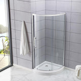Maia 34 in. x 72.80 in. Semi-Frameless Sliding Shower Door in Chrome with 34 in. x 34 in. Base in White - Super Arbor