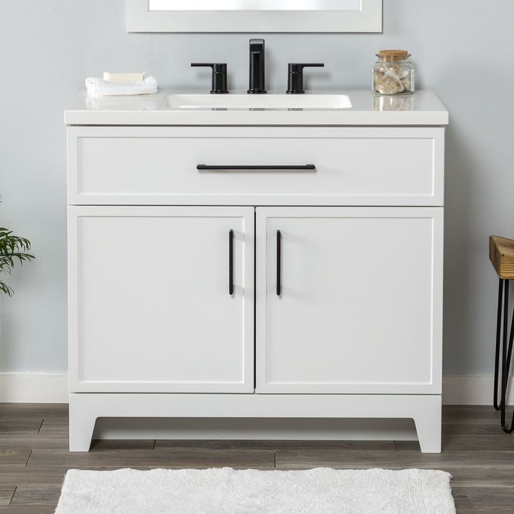Style Selections Potter 36-in White Single Sink Bathroom Vanity with White Cultured Marble Top
