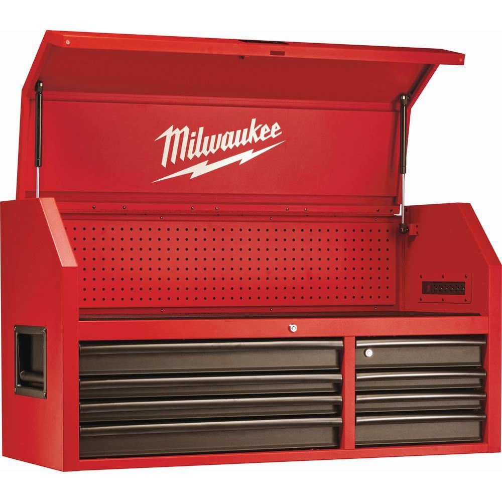 46 in. 16-Drawer Steel Tool Chest and Rolling Cabinet Set, Textured Red and Black Matte - Super Arbor