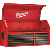 46 in. 16-Drawer Steel Tool Chest and Rolling Cabinet Set, Textured Red and Black Matte - Super Arbor