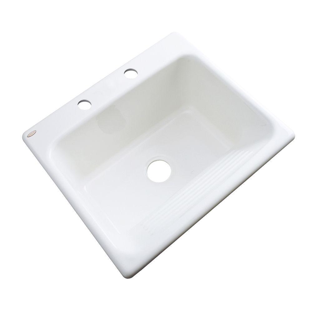 Kensington Drop-In Acrylic 25 in. 2-Hole Single Bowl Utility Sink in White - Super Arbor