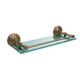 Que New 16 in. L x 3 in. H x 5 in. W Clear Glass Bathroom Shelf with Gallery Rail in Polished Chrome - Super Arbor