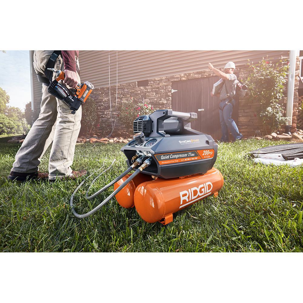 4.5 Gal. Portable Electric Strong Start Air Compressor with 15¬∞ 1-3/4 in. Coil Roofing Nailer - Super Arbor