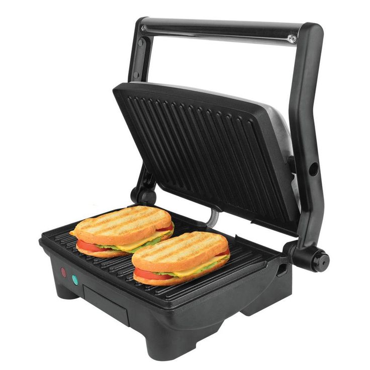 2-Slice 1000 W Black Panini Press with Removable Plates